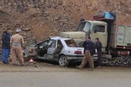 تصادف در محور مهاباد-سردشت یک کشته و سه زخمی برجای گذاشت